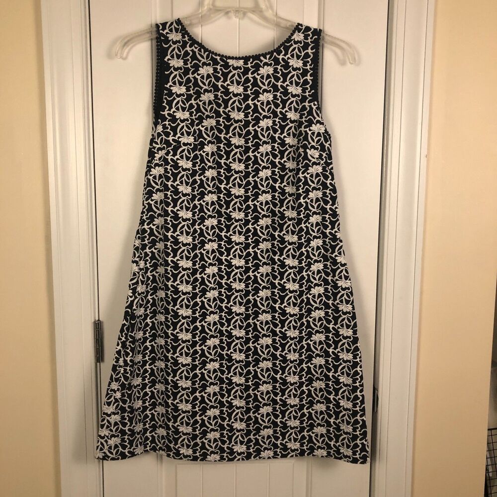 Ann Taylor Womens Shift Dress Embroidered Sleeveless Size 8‎ 100% Cotton Retro